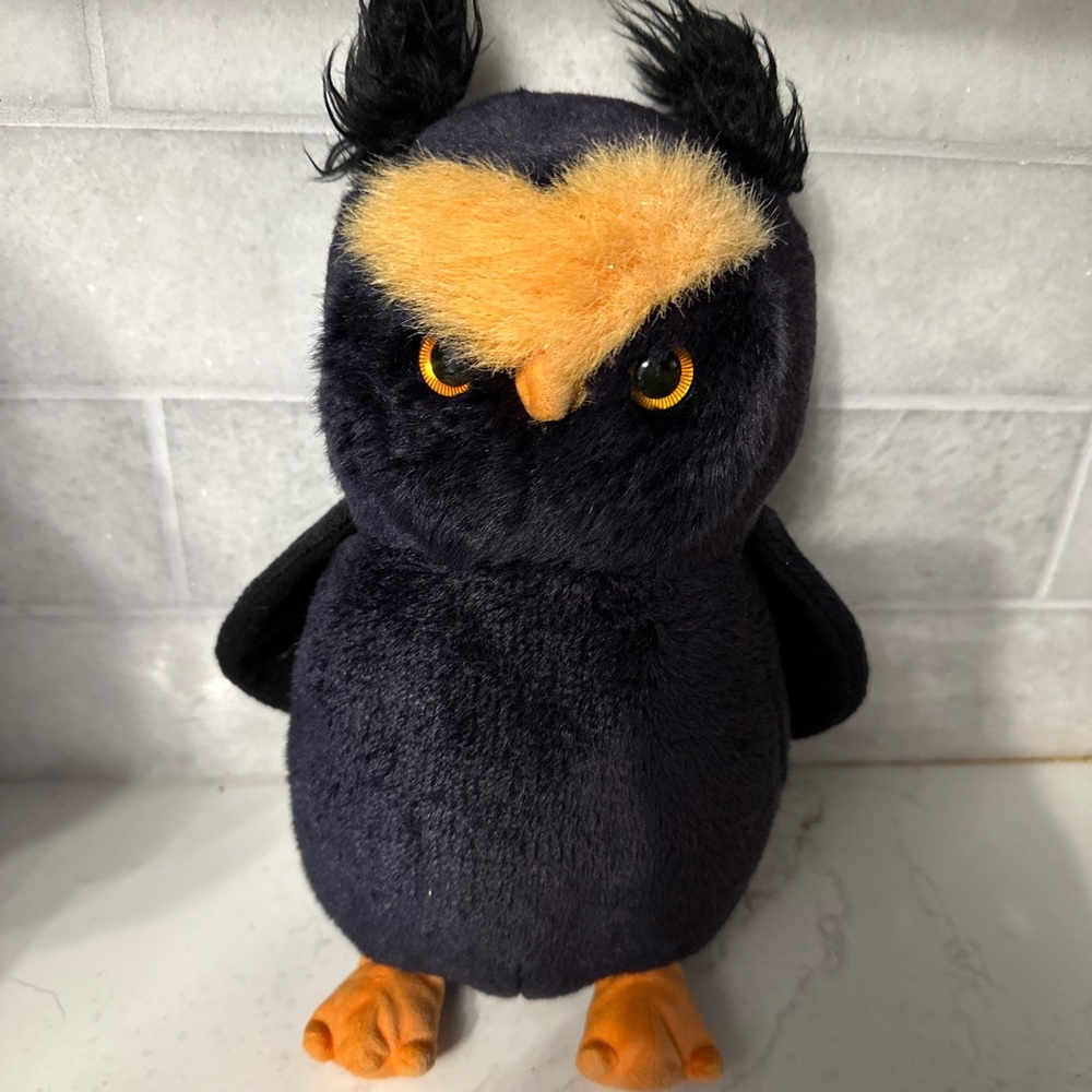 black Owl plush stuffed animal TY 2008 tyco orange adorable cuddly collectible